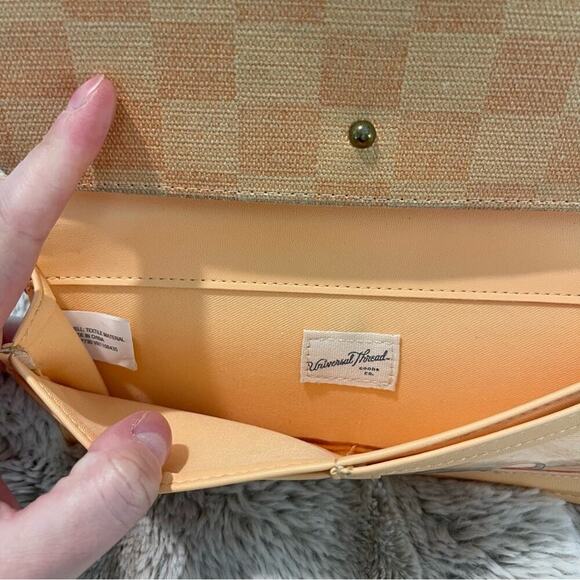 Universal Thread Peach Orange Checkered Long Wallet - Picture 5 of 5